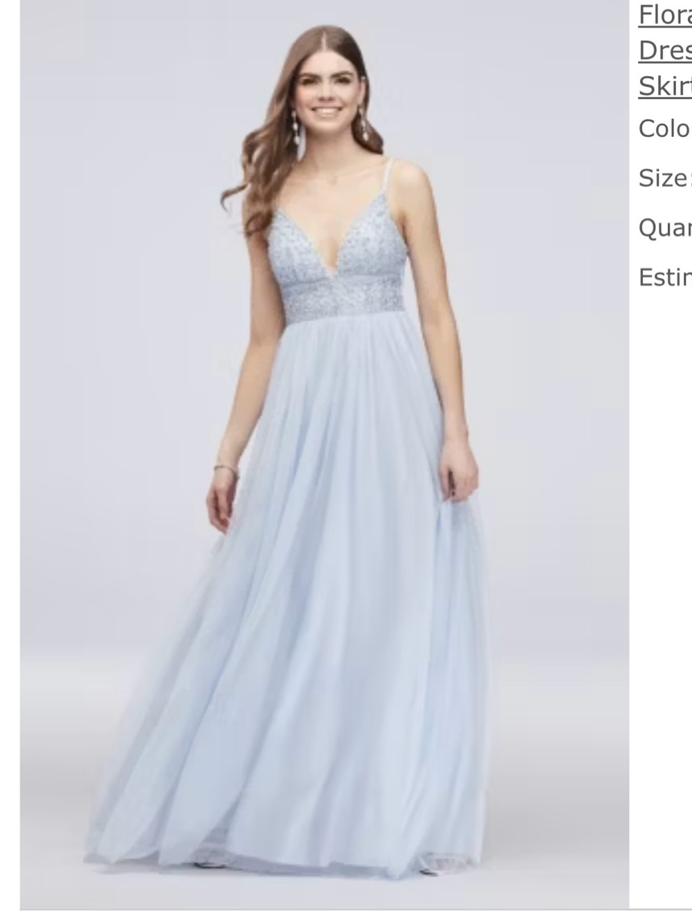 David's Bridal Light Blue Embellished Prom Dress